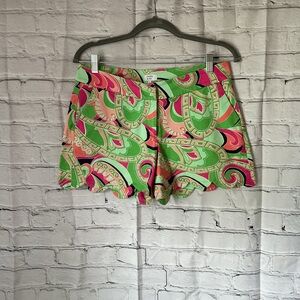 Vibrant Green and Pink Women's Crown & Ivy Shorts, excellent condition.